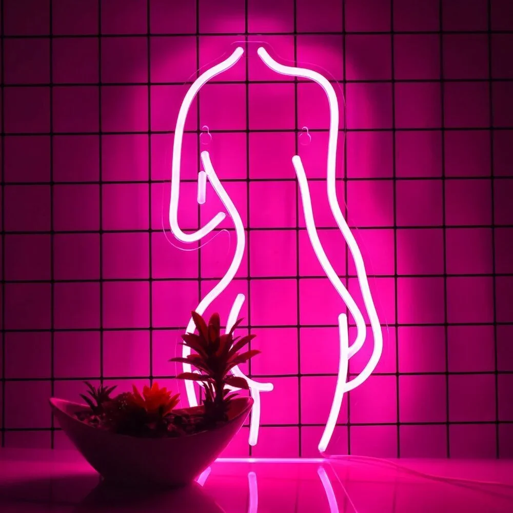 Lady Pink2 Back Neon Signs Led Night Light Usb Connected Decorative Sign Bedroom